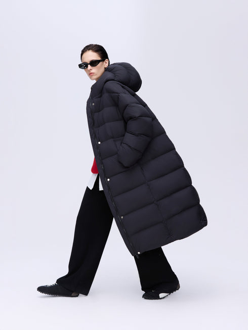 Long Hooded Down Coat